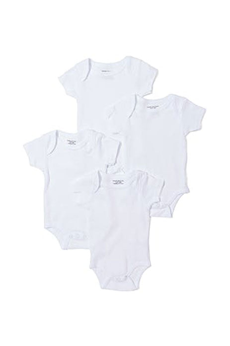 Baby 4 Pk Short Sleeve Onesies - White 0-12m